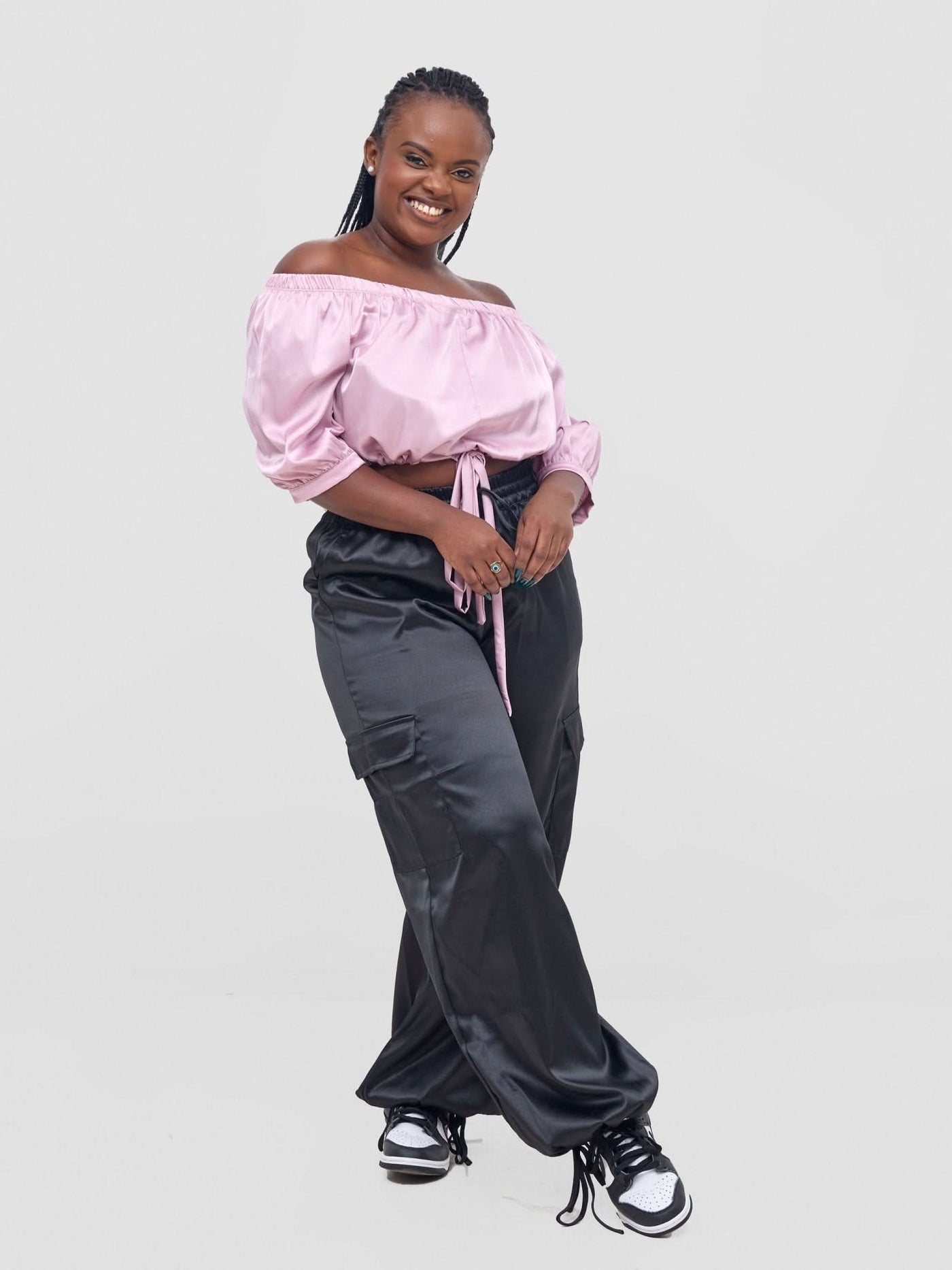 Zoya Nia Off Shoulder Puff Sleeve Top - Peach - Shopzetu