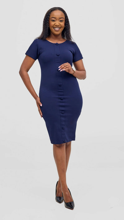 Kakiba Collections Betty Button Down Dress - Blue - Shopzetu