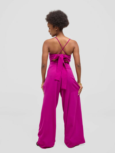Elsie Glamour Amara Wrap Jumpsuit - Fuchsia - Shopzetu