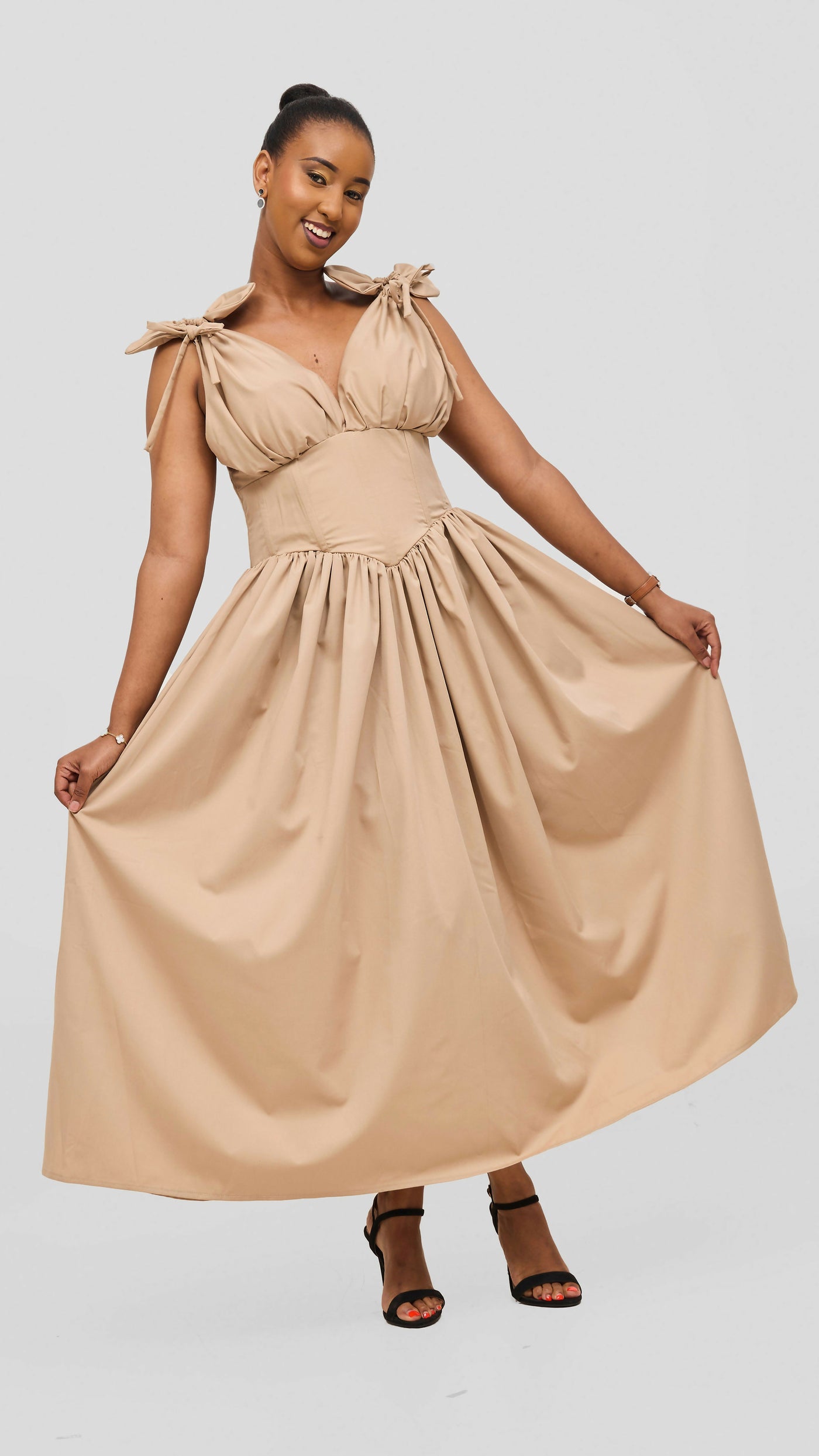 Izulu Wangechi Dress - Beige / Nude