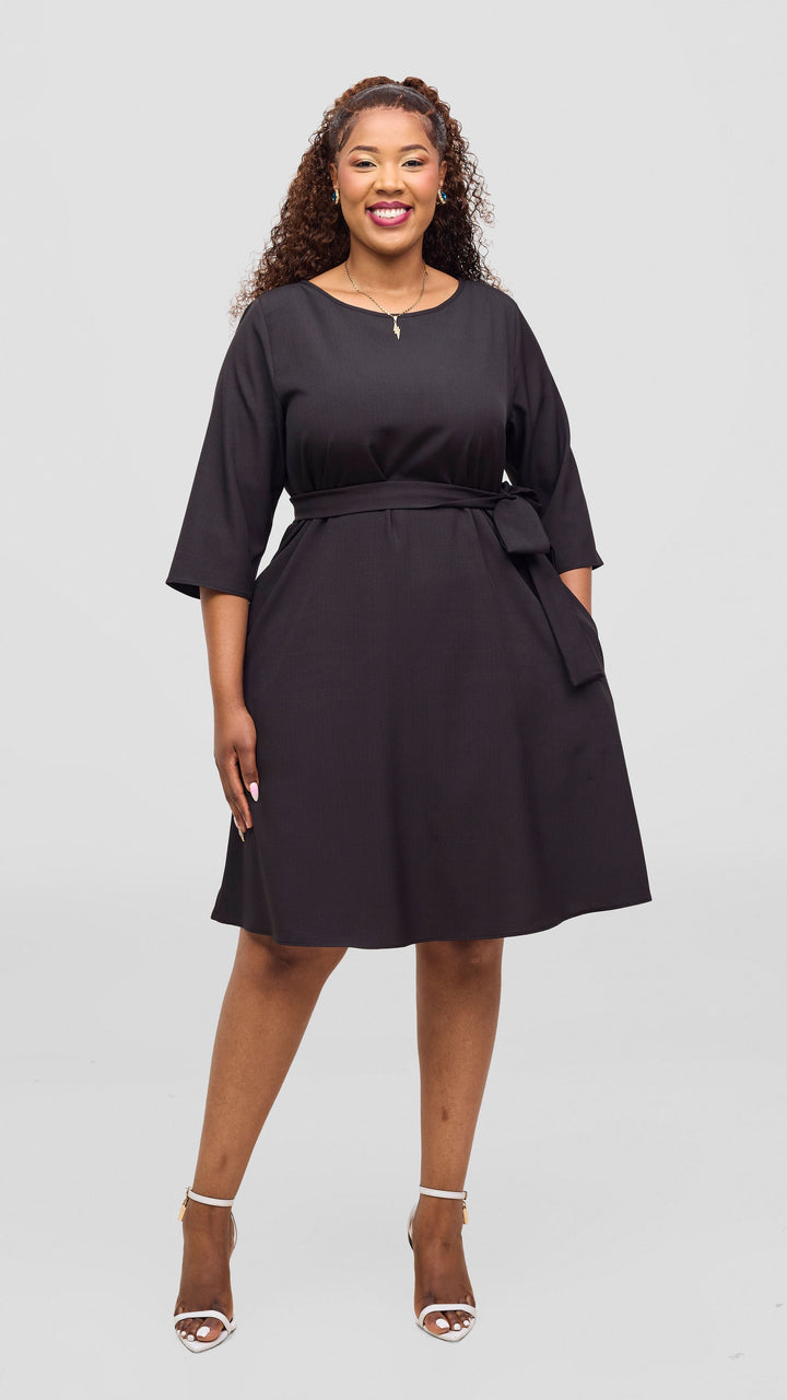 Vivo Laika 3/4 Sleeve Tent Dress - Black