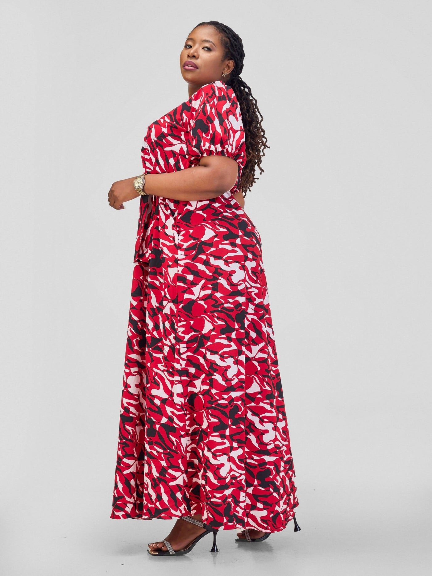 Phyls Collections Mwende Dress - Red print - Shopzetu