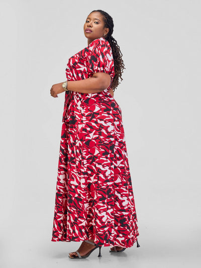 Phyls Collections Mwende Dress - Red print - Shopzetu