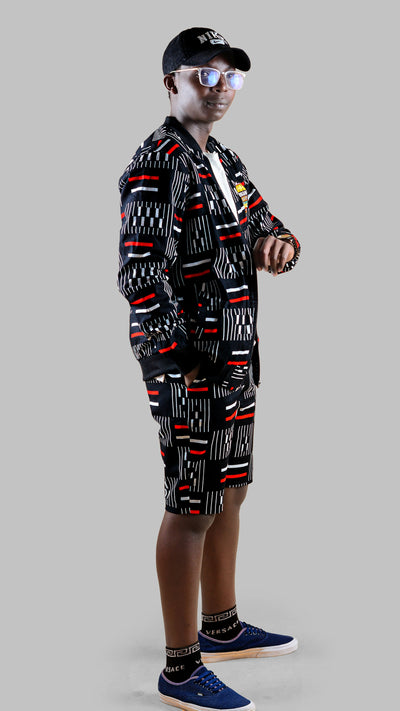 Afrikana Contrast Bomber And Short Set - Ankara Print