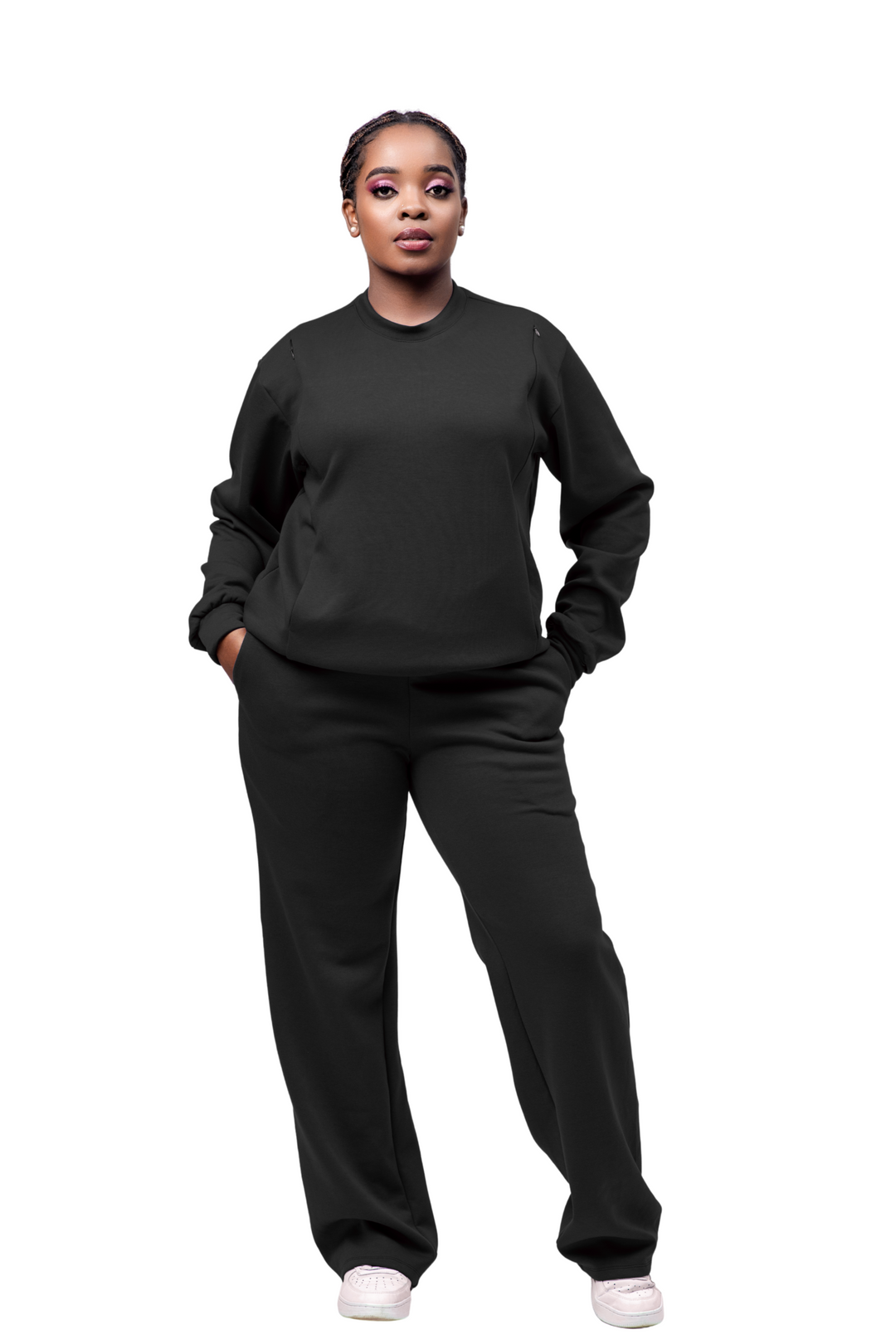 Navaa Collection 2-Piece Set, Sweatshirt and Pants -  Black (Breastfeeding-friendly)