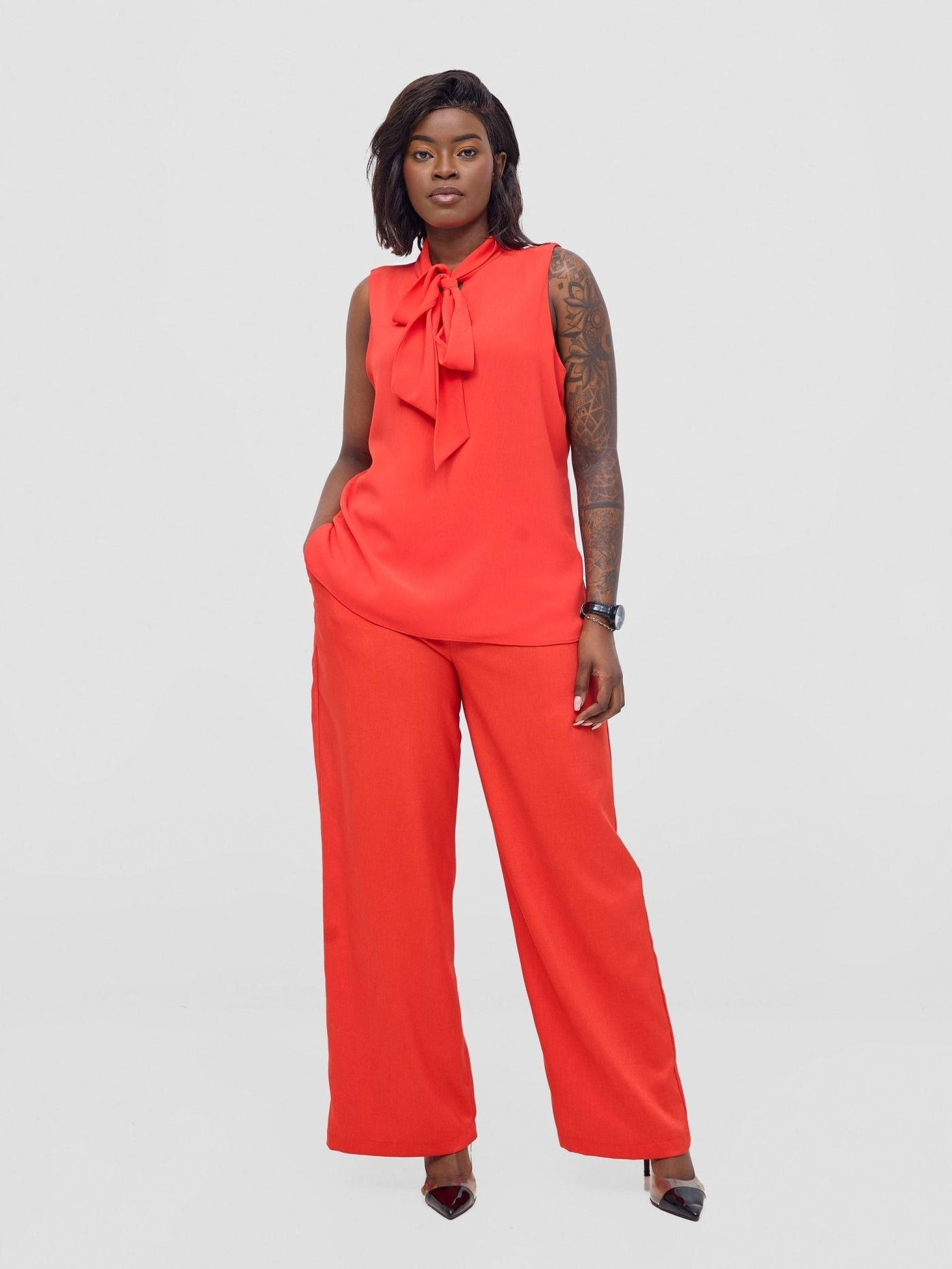 Vivo Niari straight leg Pants - Orange - Shopzetu