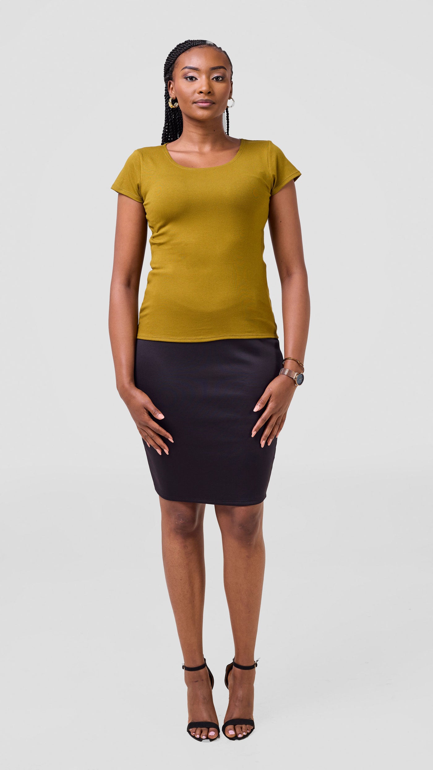 Vivo Everyday Cap Sleeve Top - Dark Olive