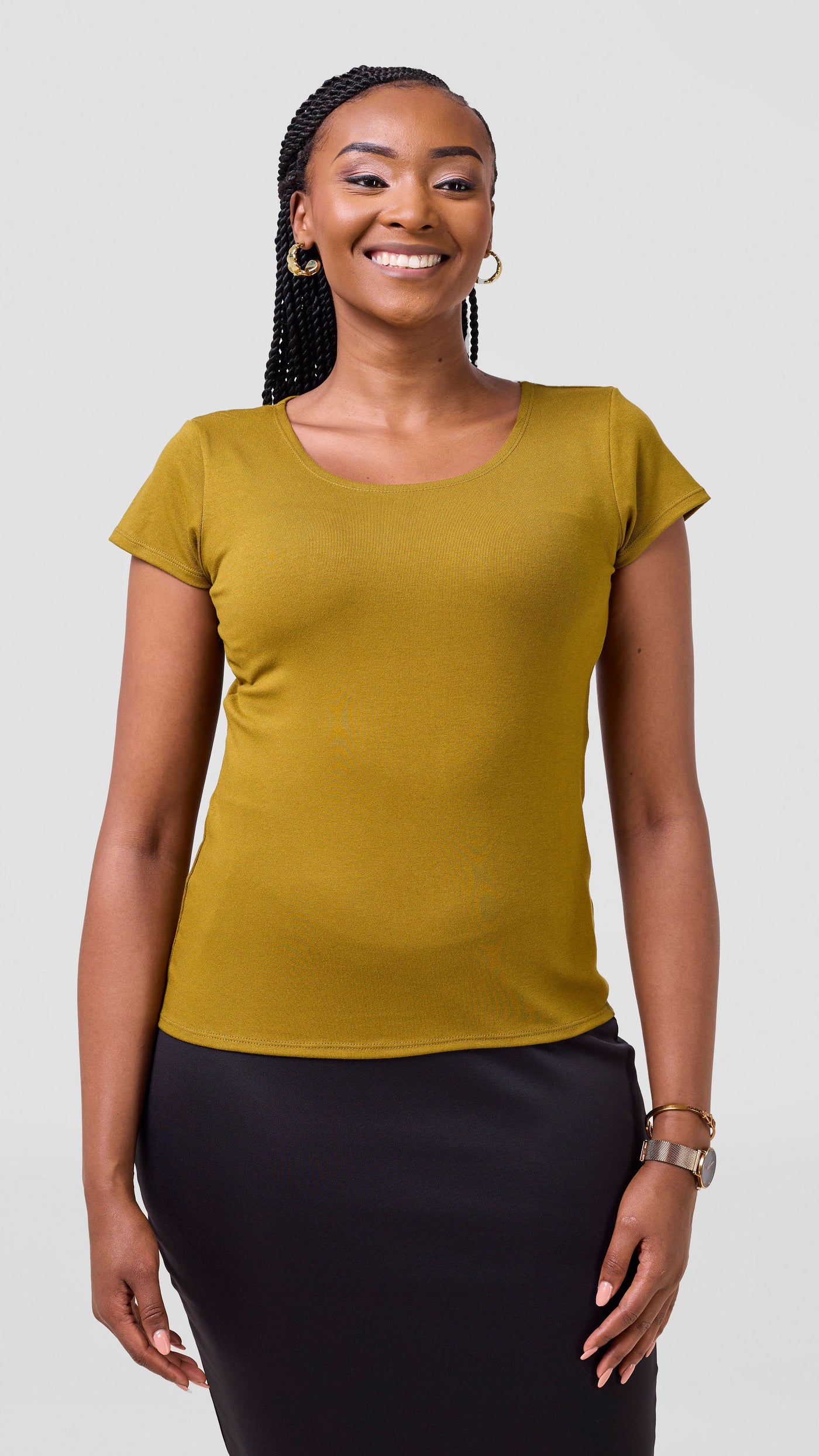 Vivo Everyday Cap Sleeve Top - Dark Olive