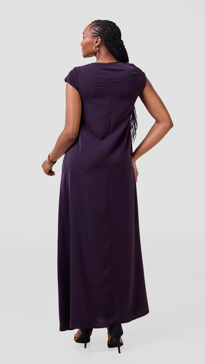 Vivo Zola V Neck Cap Sleeve Maxi Dress - Mulberry