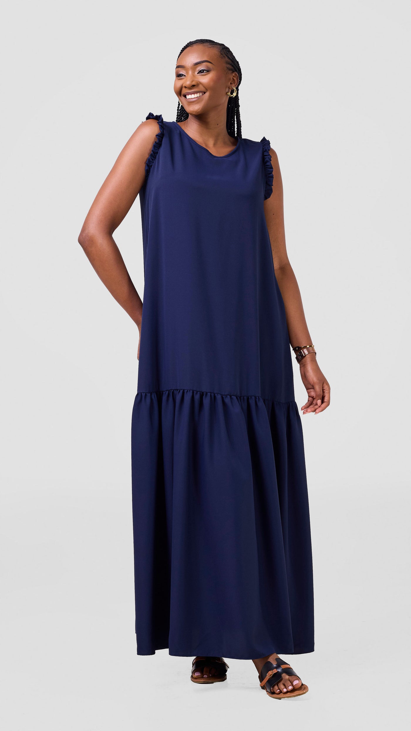 Vivo Ava Tent Flounce Maxi Dress - Navy