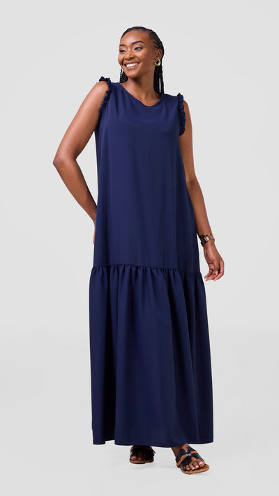 Vivo Ava Tent Flounce Maxi Dress - Navy
