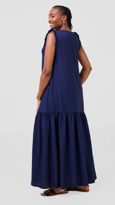 Vivo Ava Tent Flounce Maxi Dress - Navy