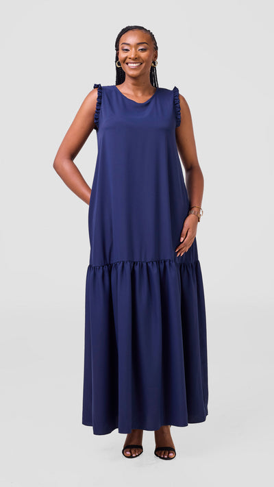 Vivo Ava Tent Flounce Maxi Dress - Navy