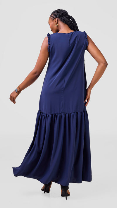 Vivo Ava Tent Flounce Maxi Dress - Navy