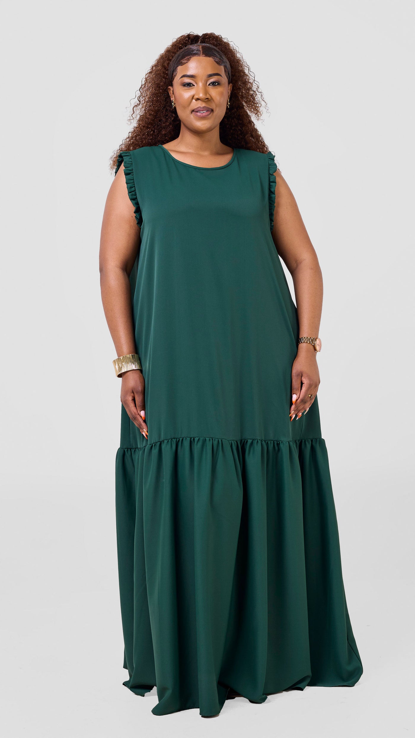 Vivo Ava Tent Flounce Maxi Dress -  Dark Green