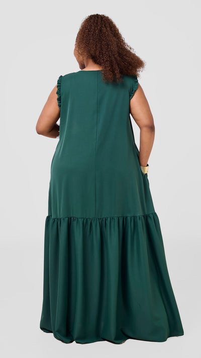 Vivo Ava Tent Flounce Maxi Dress -  Dark Green