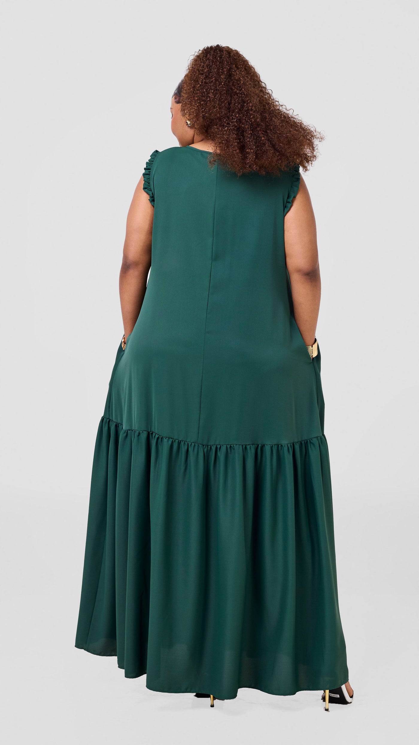 Vivo Ava Tent Flounce Maxi Dress -  Dark Green