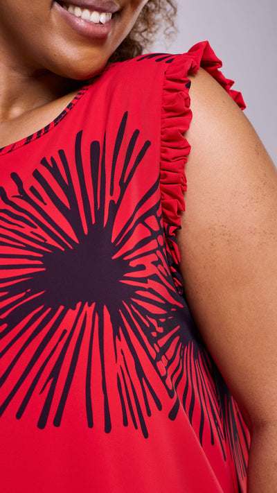 Vivo Ava Tent Flounce Maxi Dress - Red / Navy Sella Print