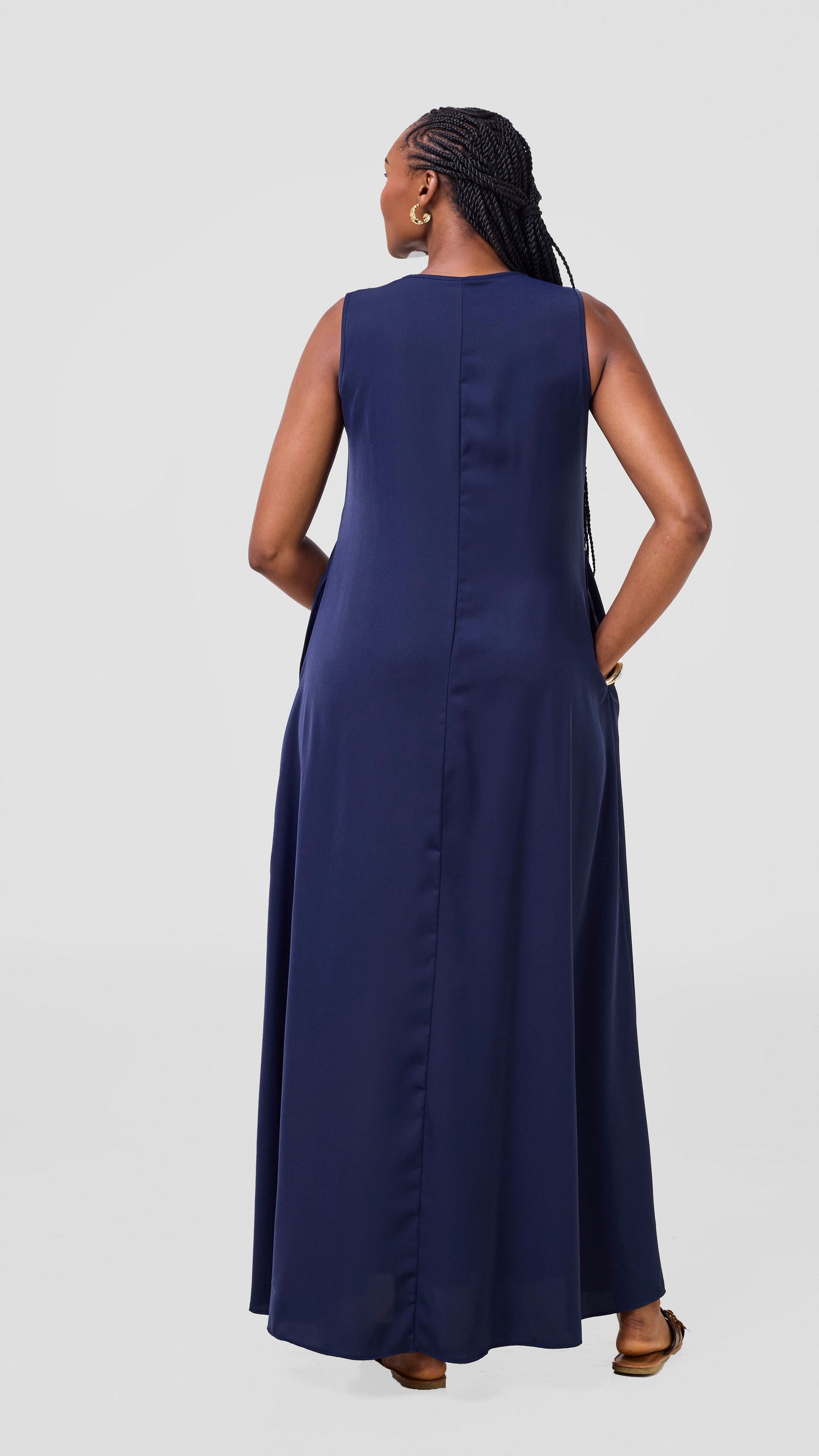 Vivo Basic Sleeveless Tent Maxi Dress - Navy