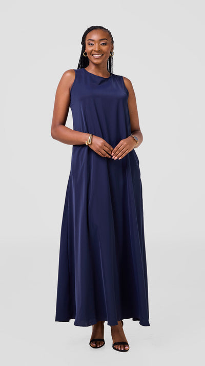 Vivo Basic Sleeveless Tent Maxi Dress - Navy