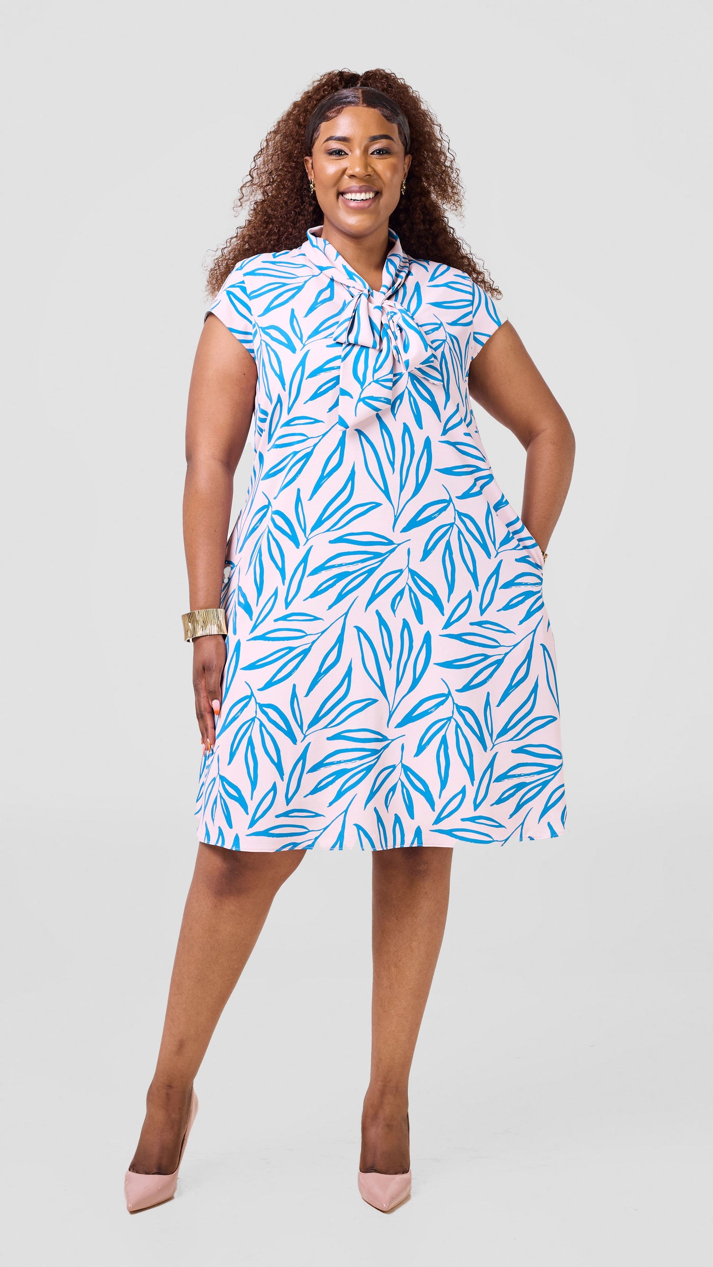 Vivo Niari Tent Dress - Peach / Teal Saki Print