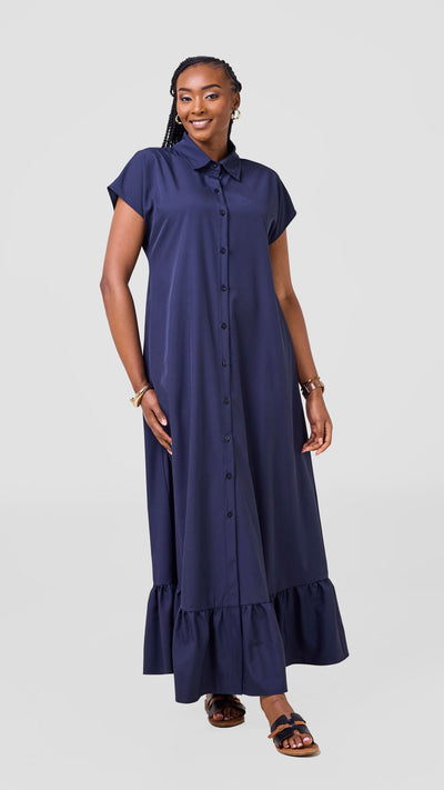 Vivo Maisha Drop Shoulder Maxi Dress - Navy
