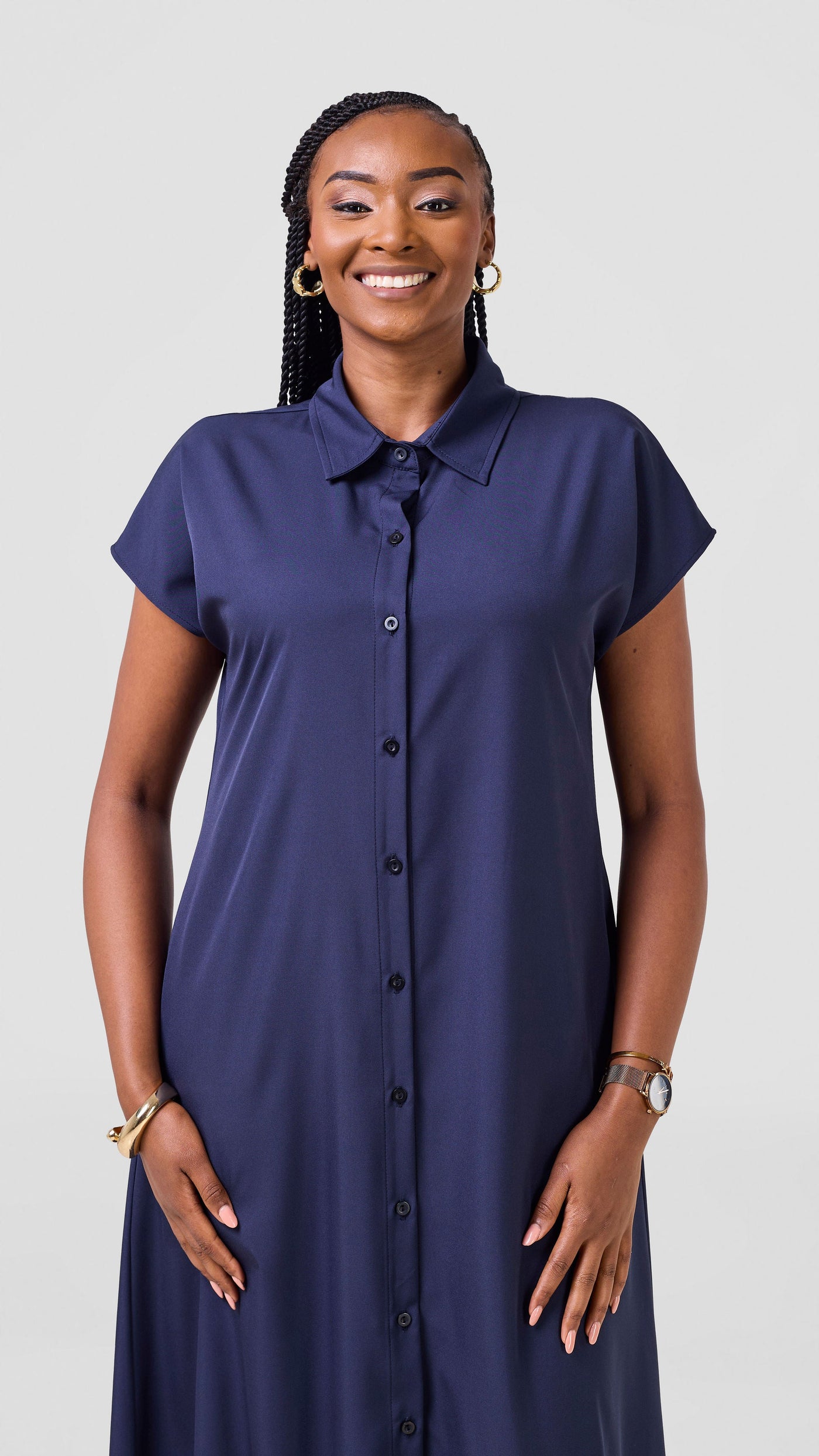 Vivo Maisha Drop Shoulder Maxi Dress - Navy