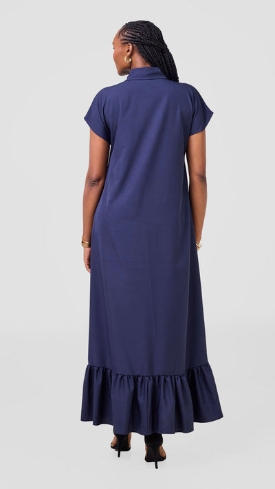 Vivo Maisha Drop Shoulder Maxi Dress - Navy