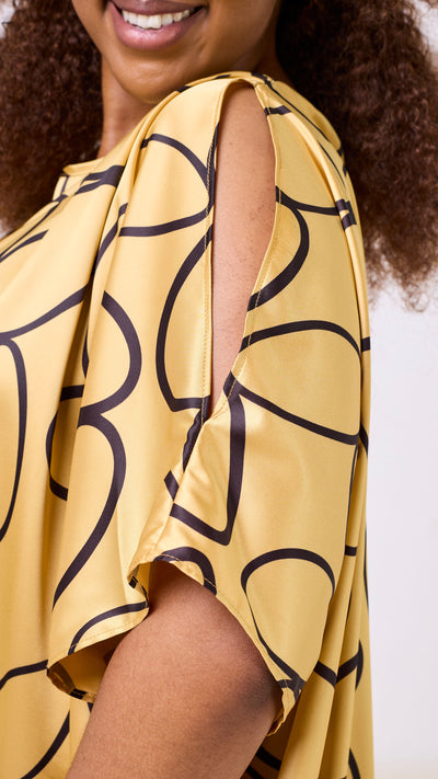 Vivo Hanabi High Low Top - Gold / Black Koto Print