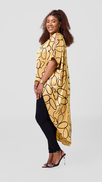 Vivo Hanabi High Low Top - Gold / Black Koto Print