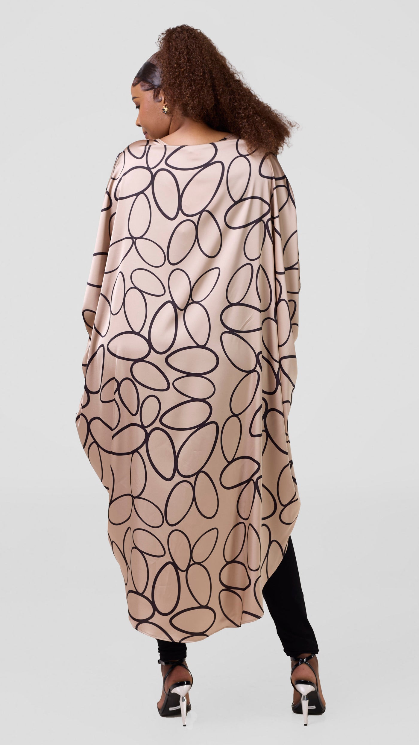 Vivo Hanabi High Low Top - Taupe / Black Koto Print