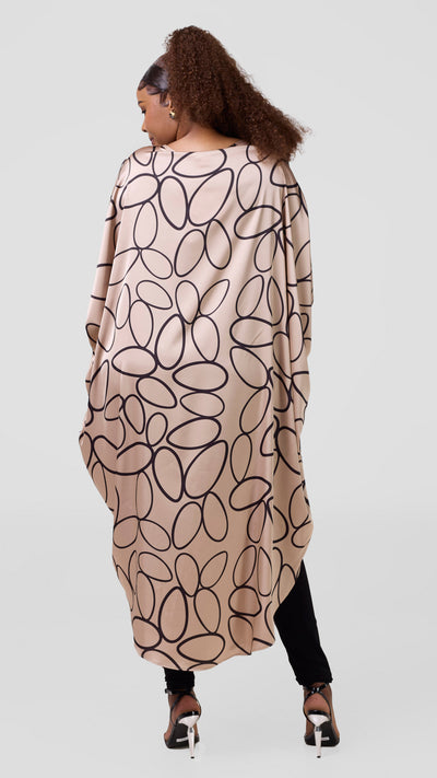 Vivo Hanabi High Low Top - Taupe / Black Koto Print
