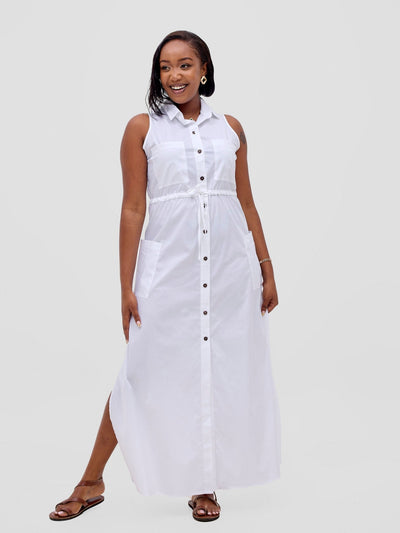 Safari Kamari Maxi Dress - White - Shopzetu