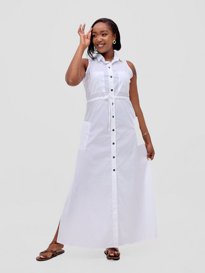 Safari Kamari Maxi Dress - White - Shopzetu