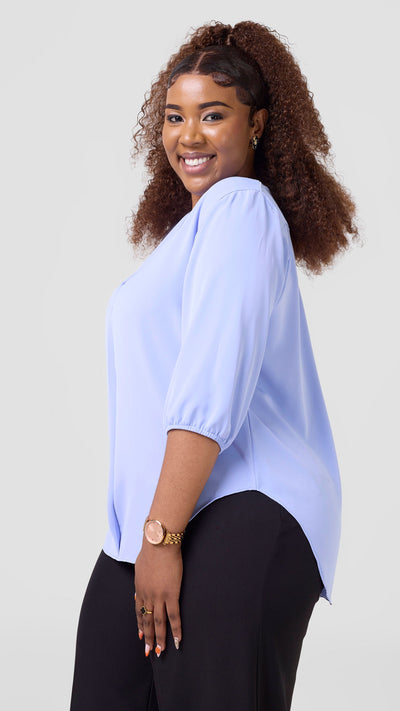 Vivo Dua 3/4 Sleeved V Neck Shirt - Light Blue