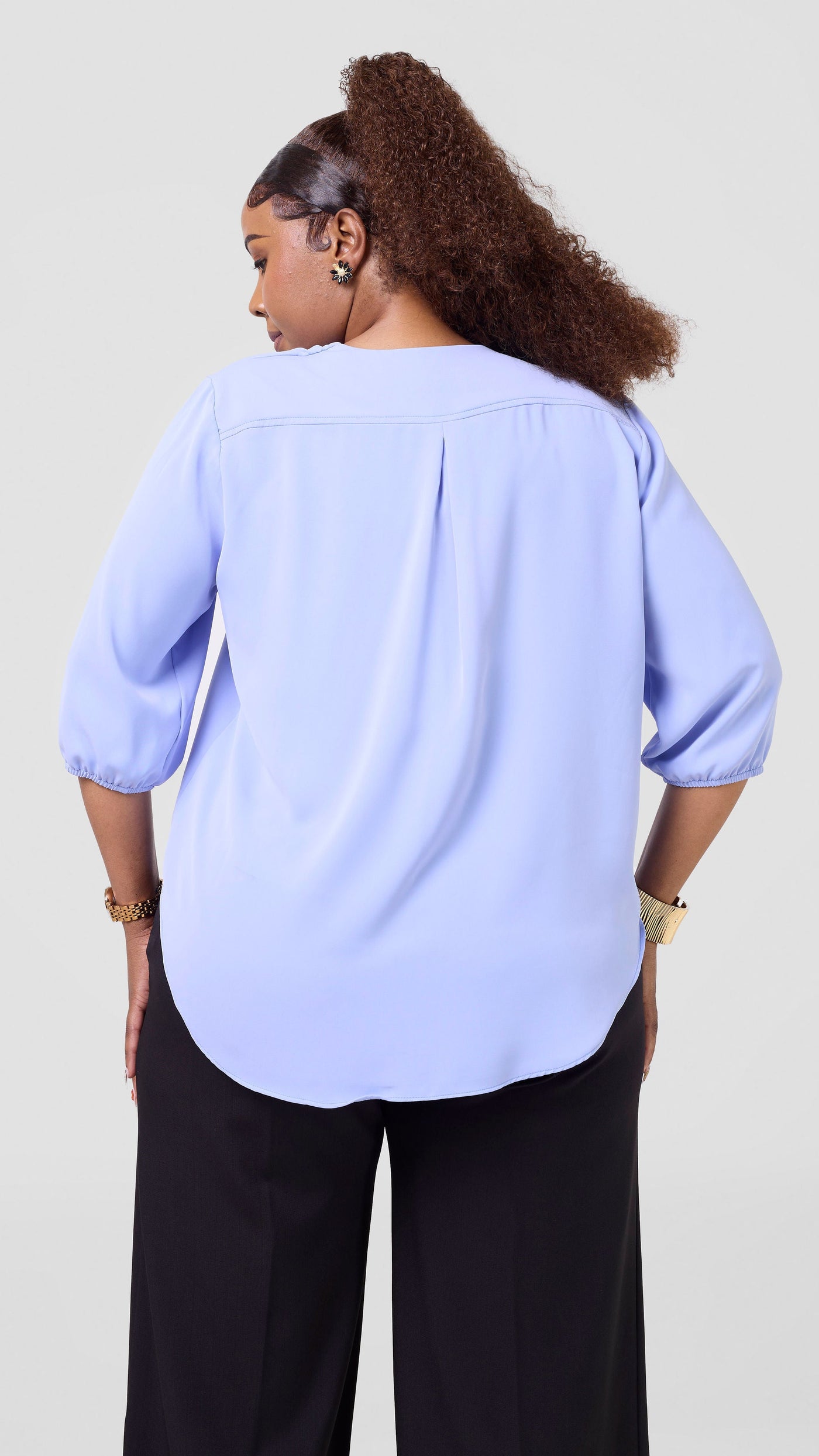 Vivo Dua 3/4 Sleeved V Neck Shirt - Light Blue