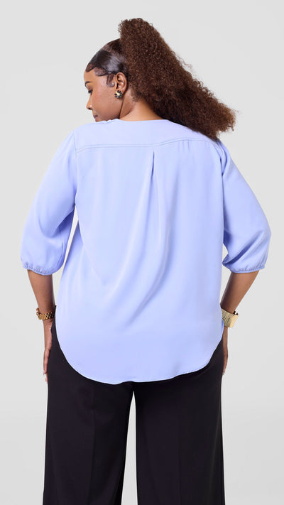 Vivo Dua 3/4 Sleeved V Neck Shirt - Light Blue