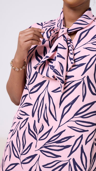 Vivo Niari Tent Dress - Pink / Navy Saki Print