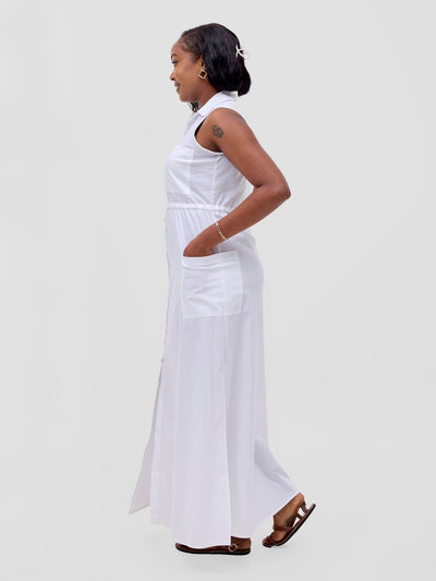 Safari Kamari Maxi Dress - White - Shopzetu
