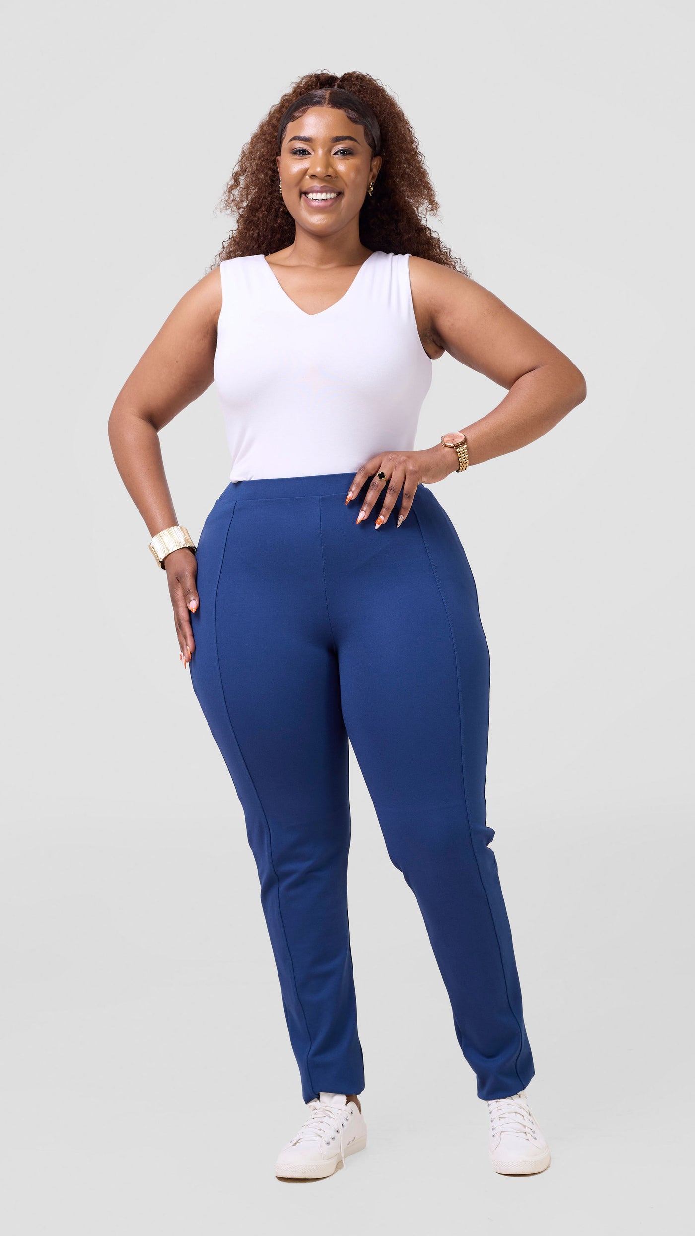 Vivo Basic Panelled Leisure Pants - Navy Blue