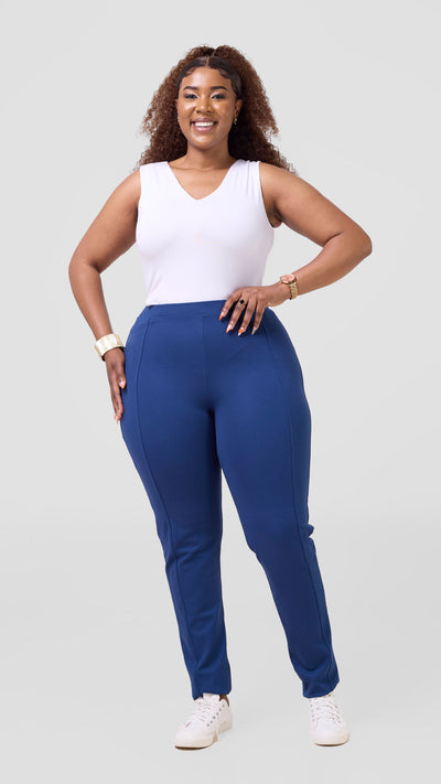 Vivo Basic Panelled Leisure Pants - Navy Blue