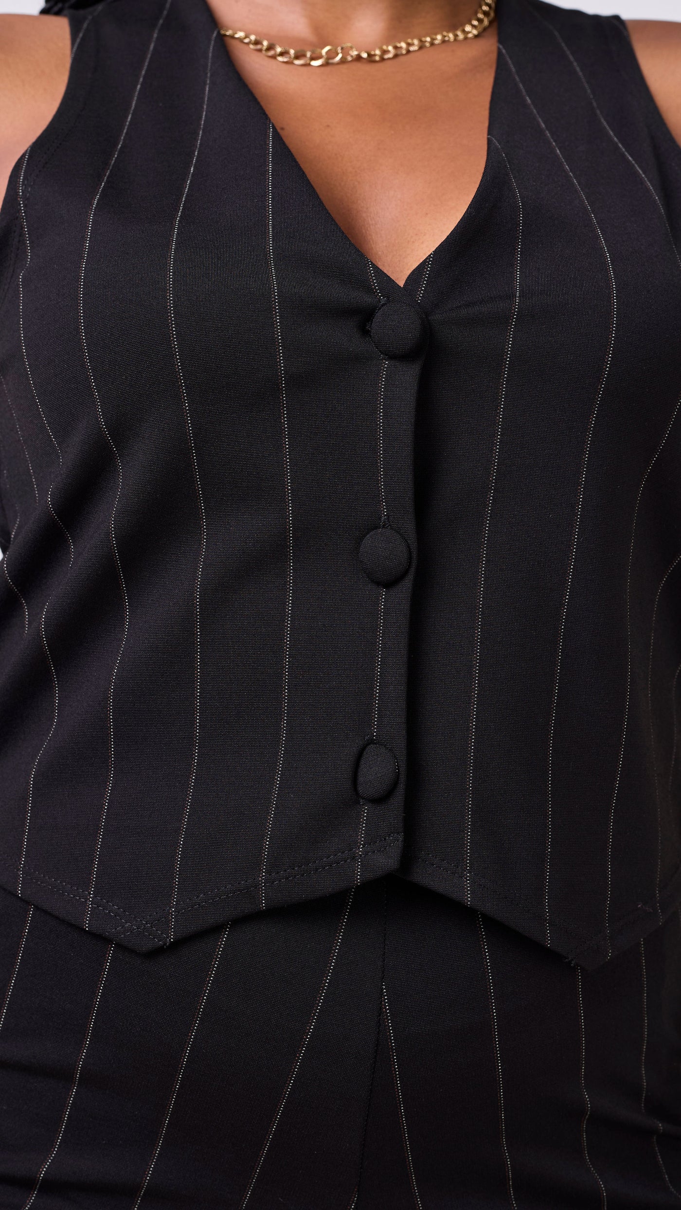 Vivo Lena Waistcoat - Black / White Stripes