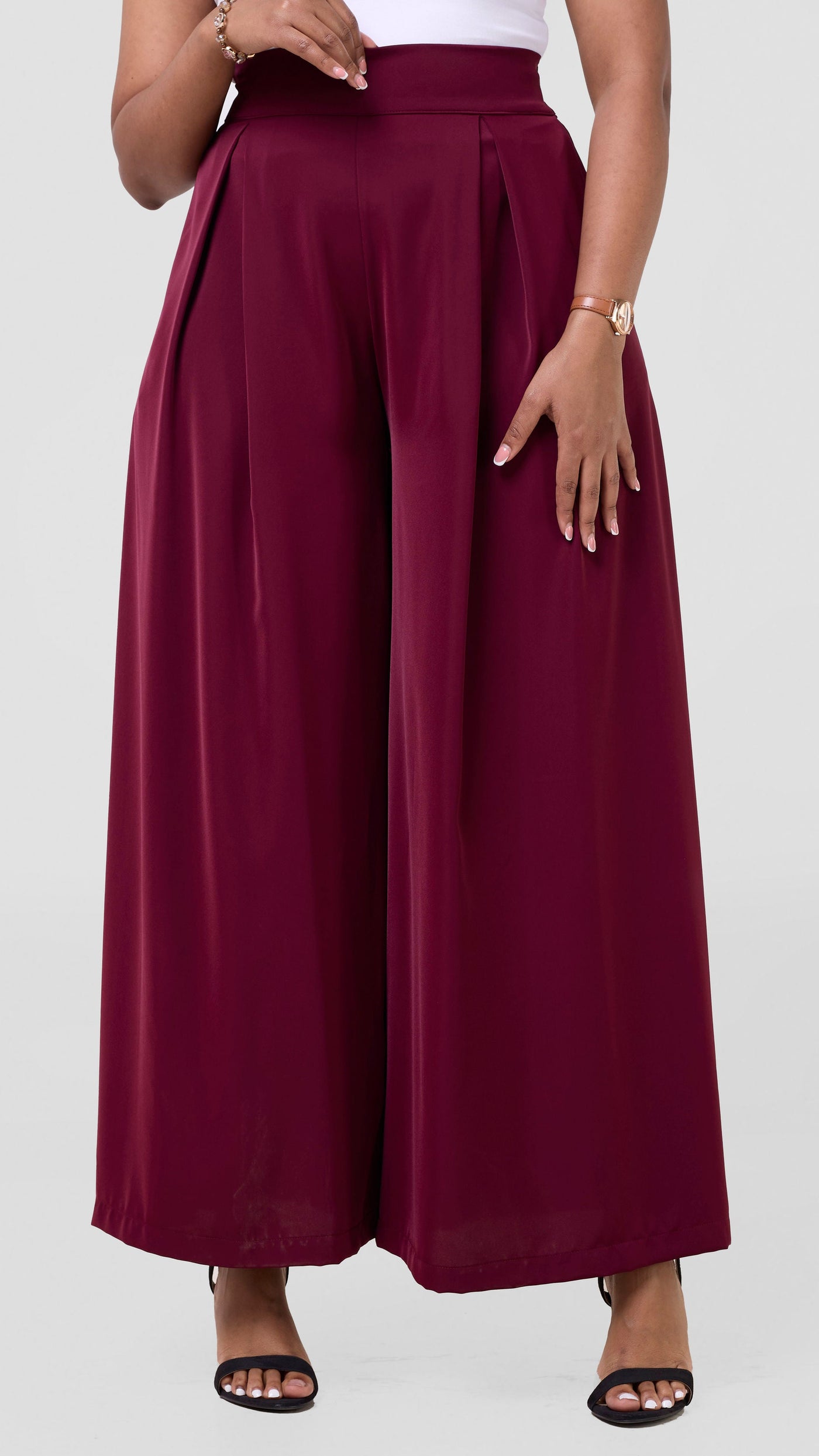 Vivo Hari Wide Leg Pants - Maroon