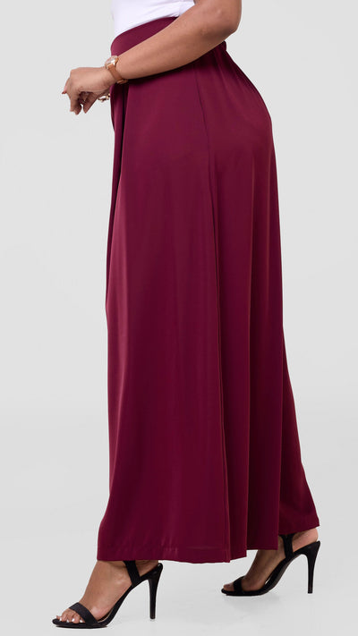 Vivo Hari Wide Leg Pants - Maroon