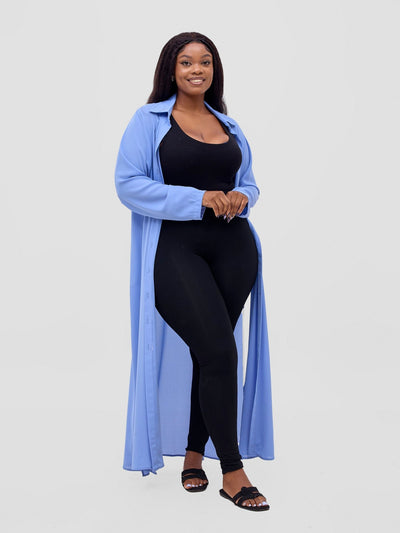 Vivo Wena High Slit Maxi Shirt - Blue - Shopzetu