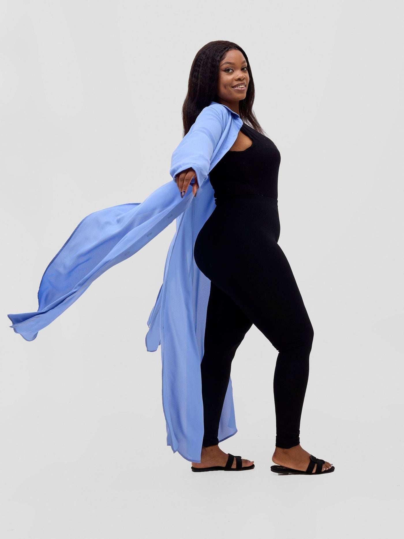Vivo Wena High Slit Maxi Shirt - Blue - Shopzetu