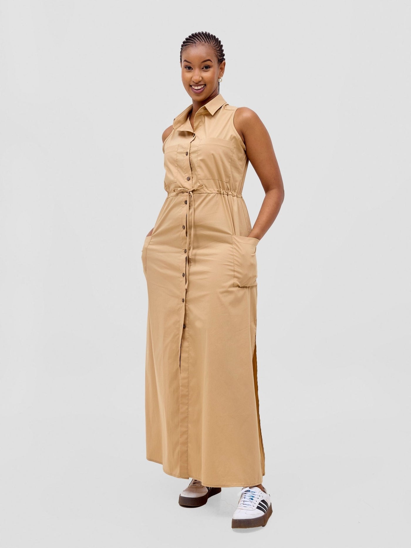 Safari Kamari Maxi Dress - Taupe - Shopzetu