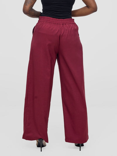 Vivo Niari straight leg Pants - Maroon - Shopzetu