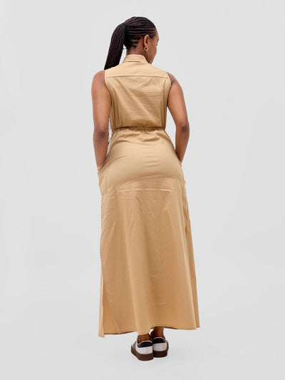 Safari Kamari Maxi Dress - Taupe - Shopzetu