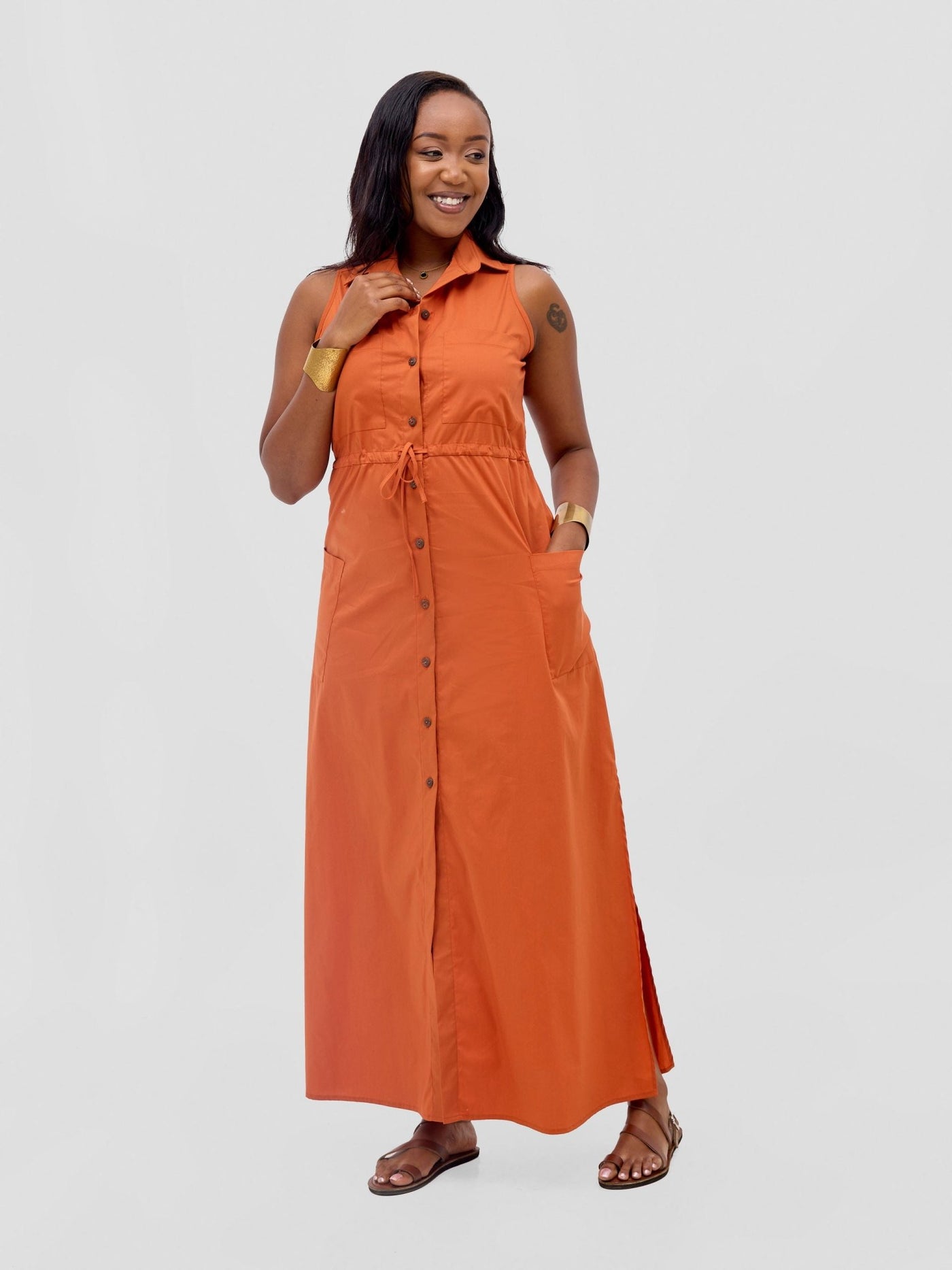 Safari Kamari Maxi Dress - Rust - Shopzetu